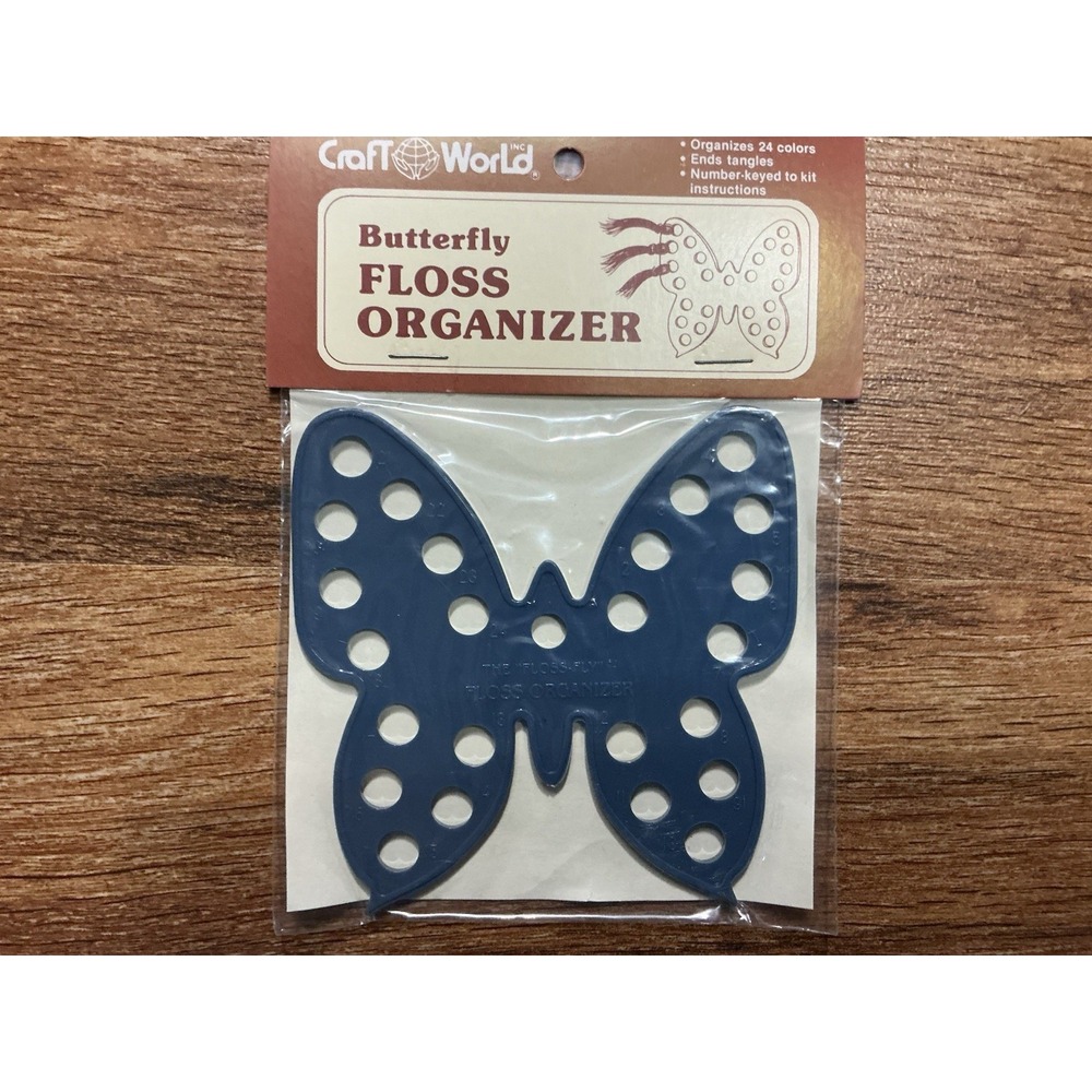 Craft World BLUE BUTTERFLY FLOSS ORGANIZER Organizes 24 Colors ENDS TANGLES